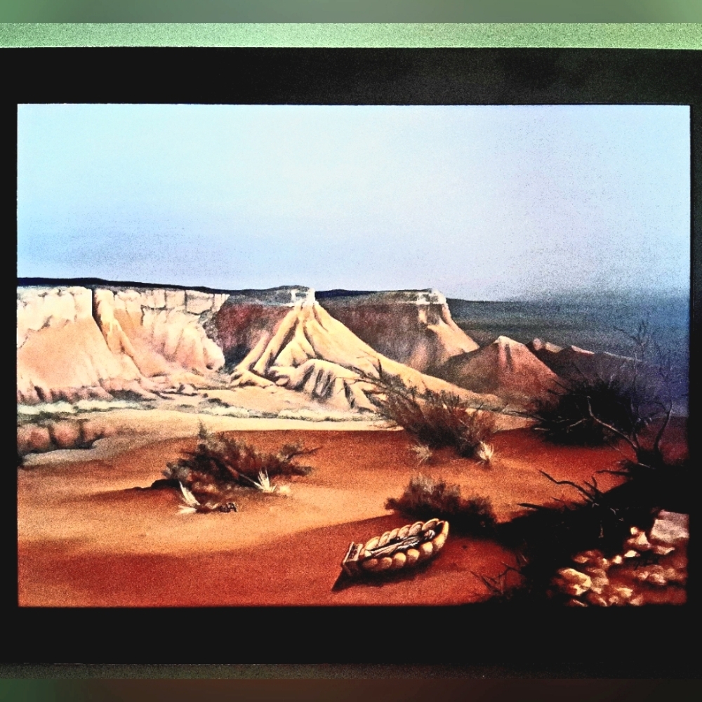 Tan and Brown Landscape Painting Art